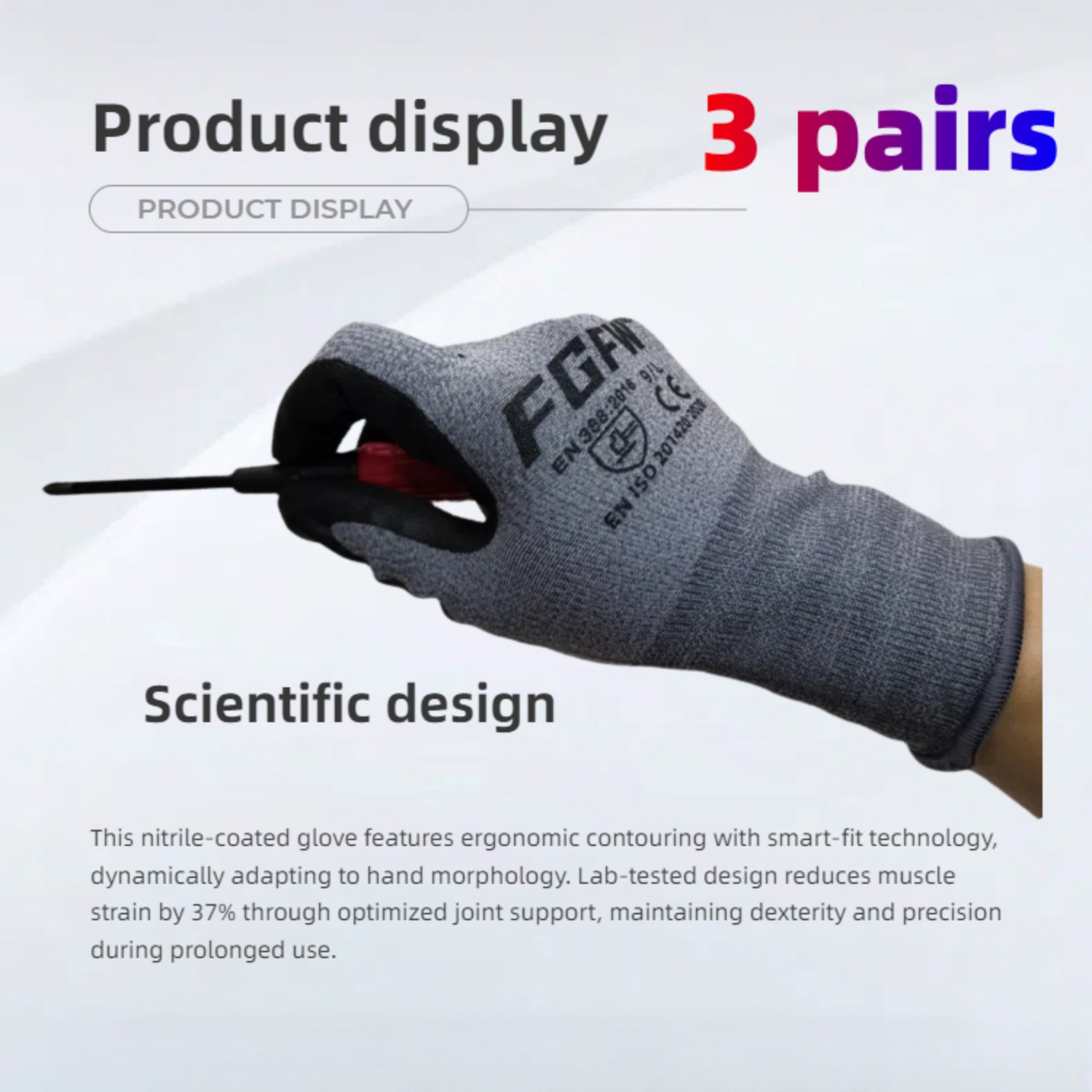 3 pares de guantes de trabajo  - Nitrile Mechanic Glove reseña y precio